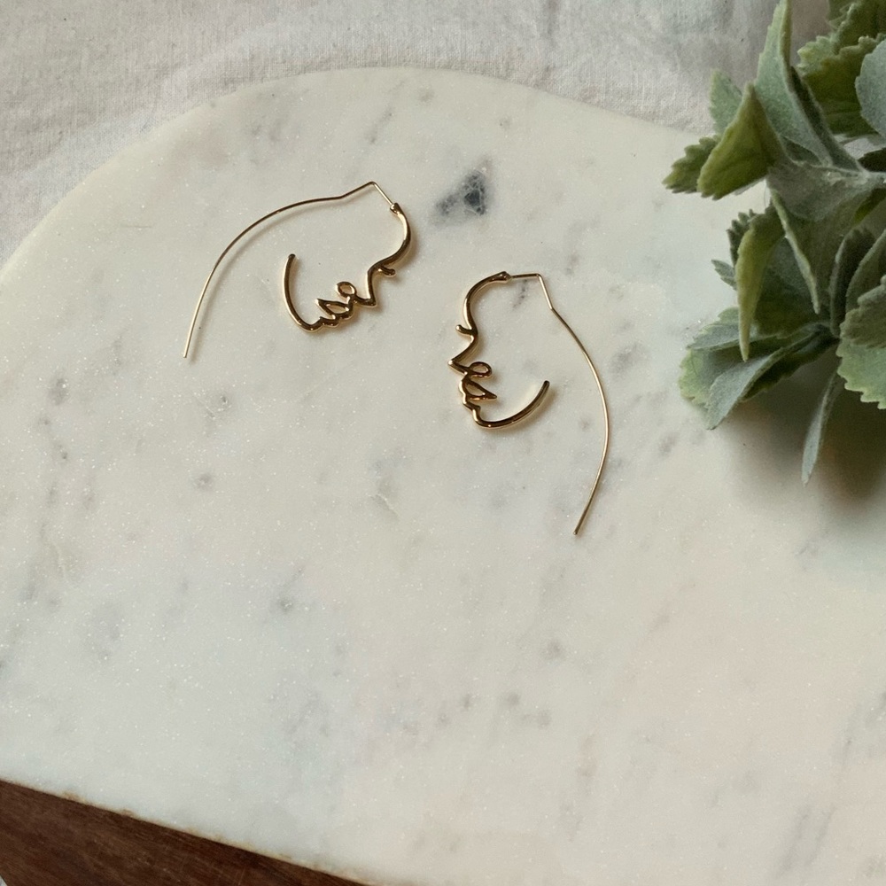 The Amina - Gold Statement Silhouette Earrings - Picture 8 of 9